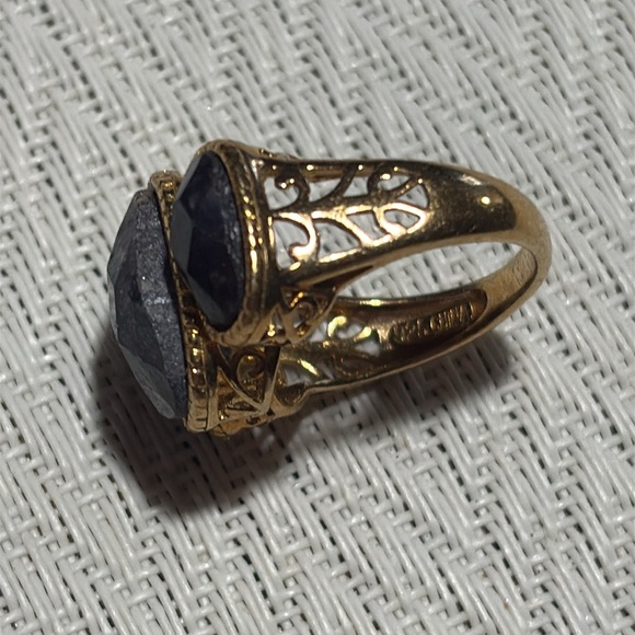 Sterling Silver Gold Plated Three Stone Ring Size 7 - Picture 8 of 9